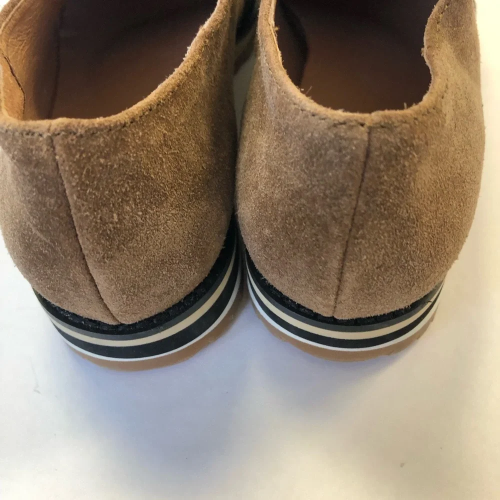ALL BLACK Tan Suede Fur Cap‎ Slip On Shootie Sz. 39